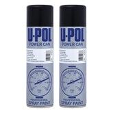 2X Upol Power Can Topcoat Satin Black Aerosol Spray 500ml Spray Paint